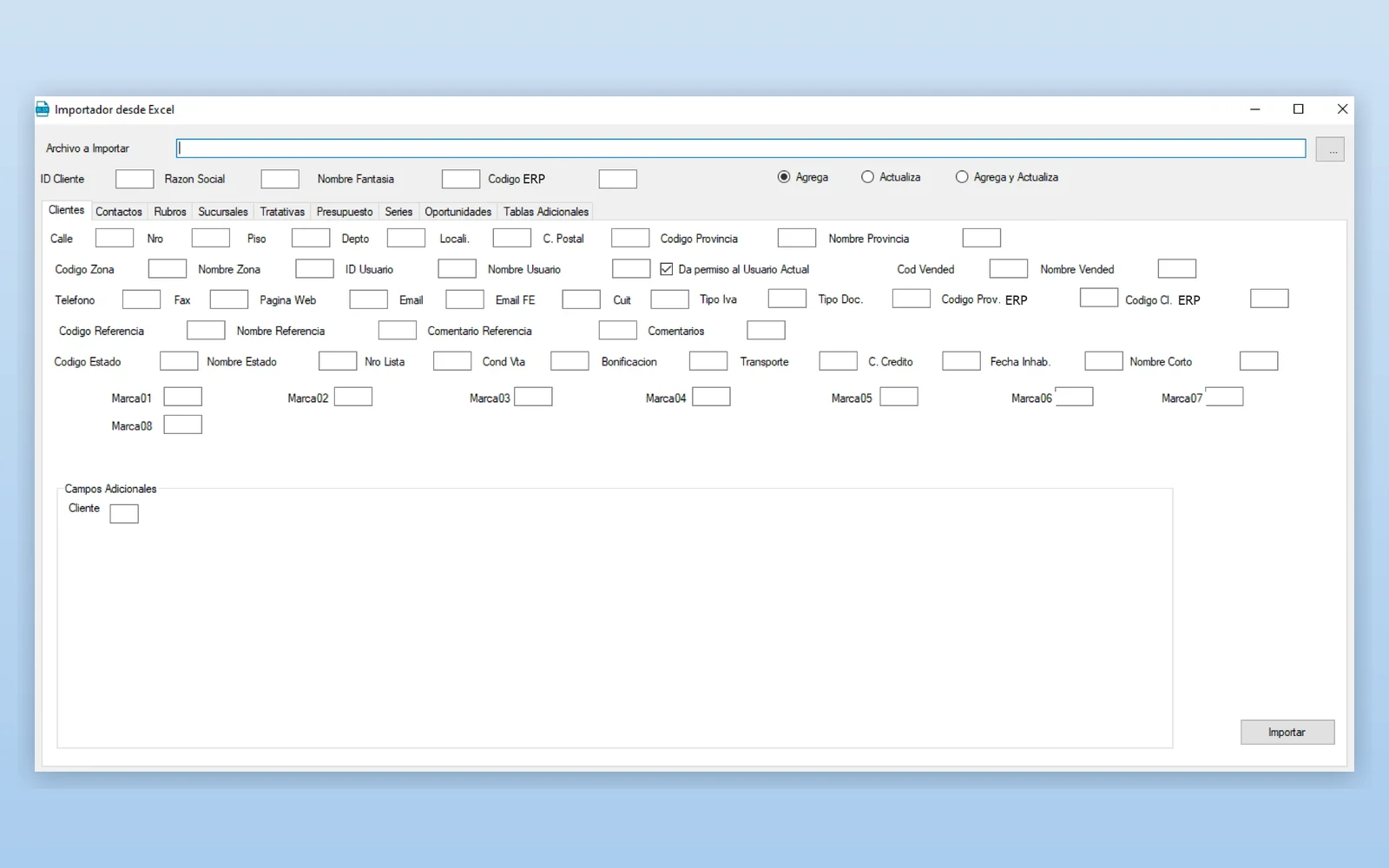 Importador desde Excel de CRM Go