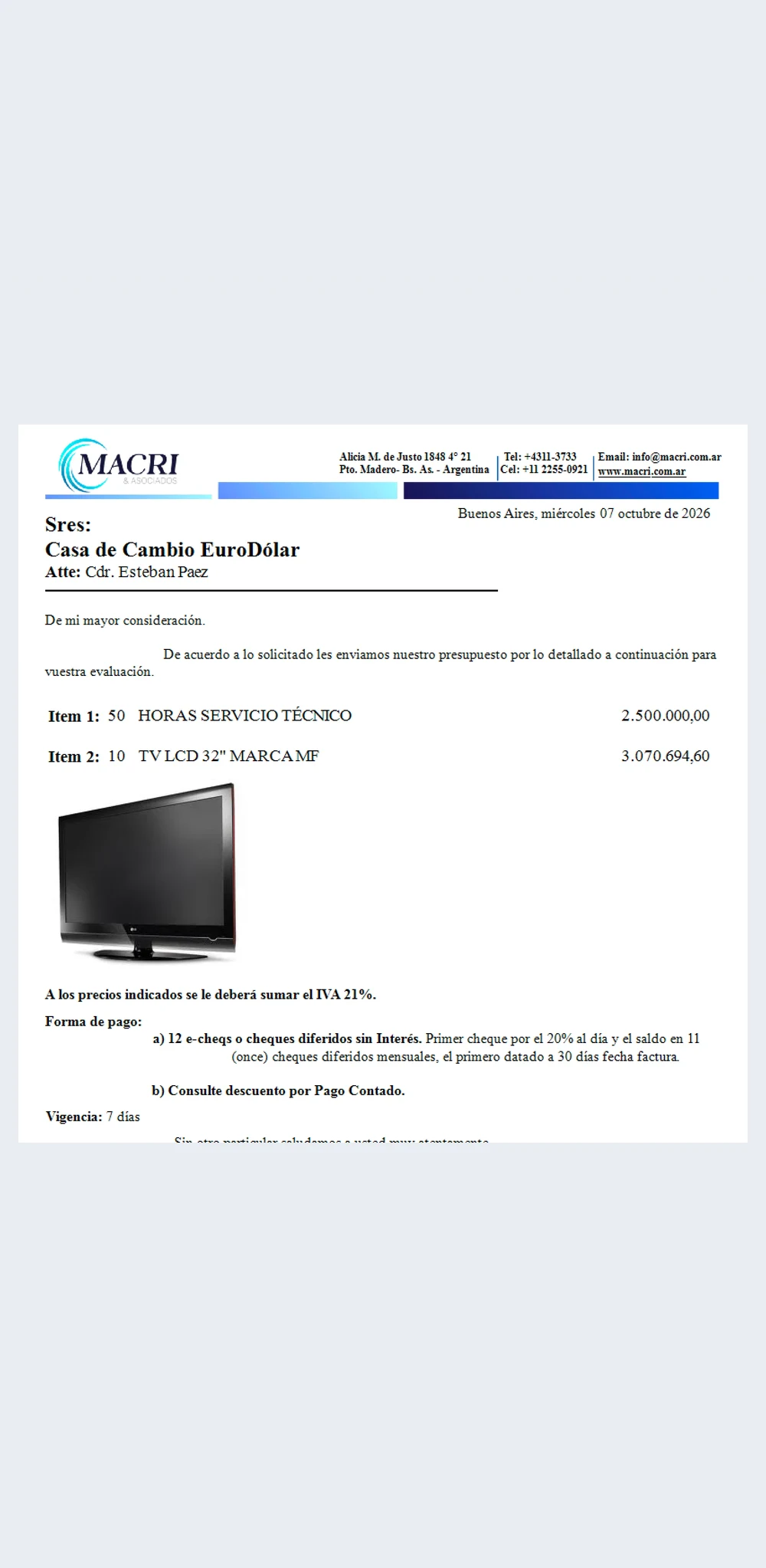 CRM Go en el celular: Presupuesto