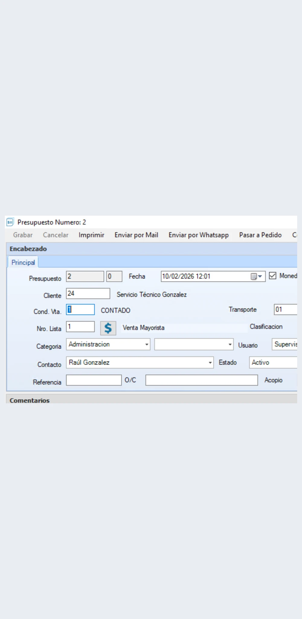 CRM Go en el celular: Pedido y factura