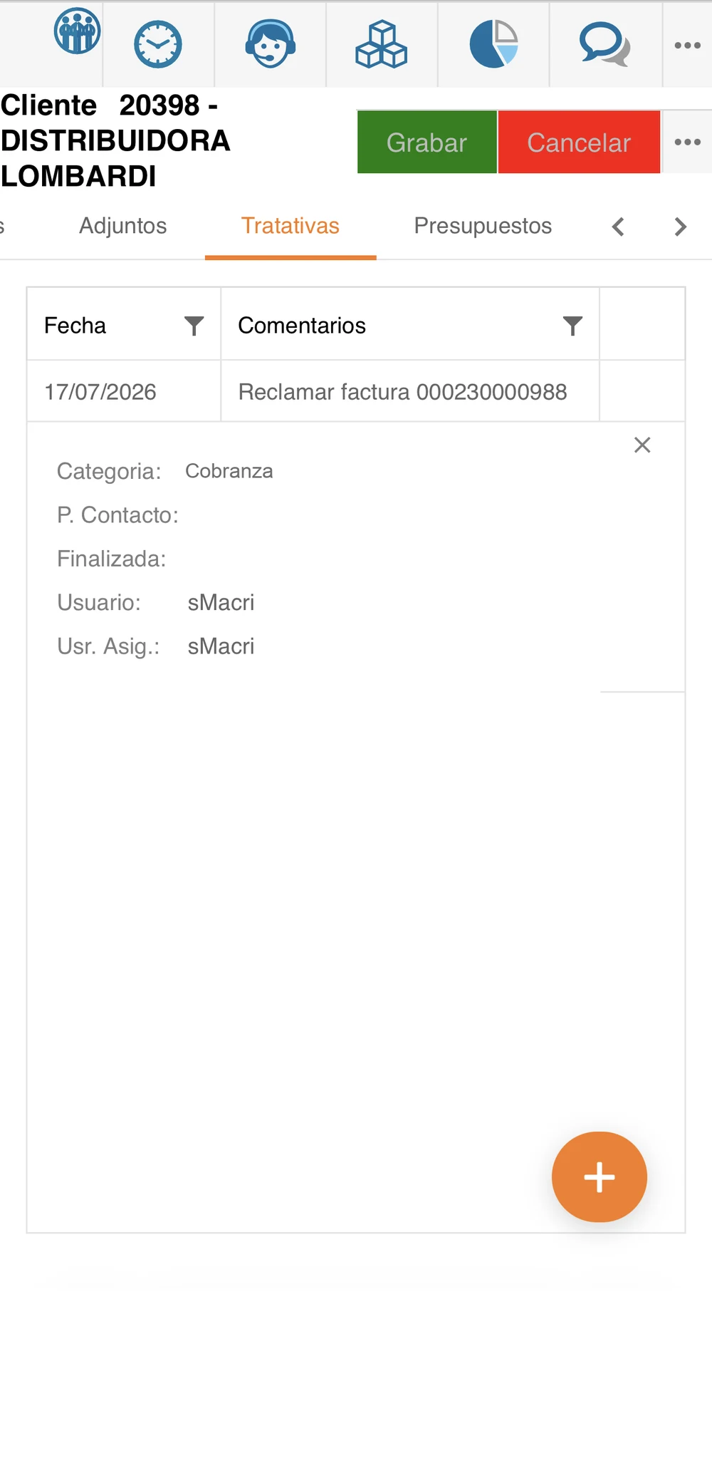CRM Go en el celular: Cobranza