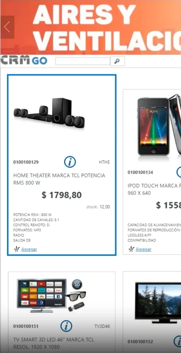La misma tienda online vista en el celular