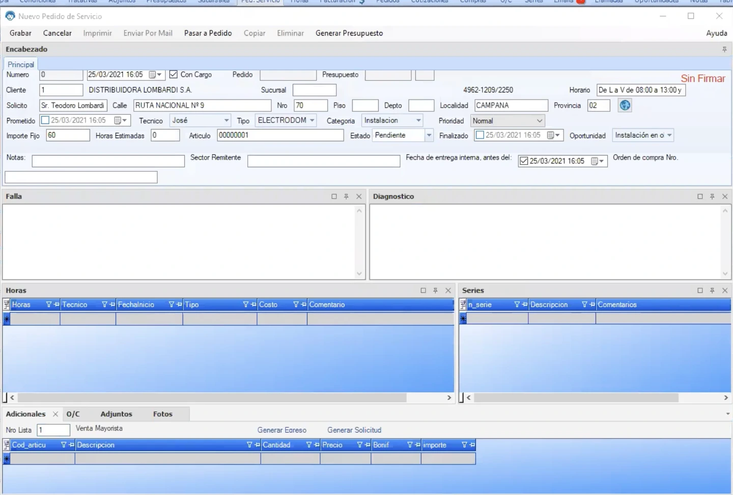 Captura de Pedidos de Servicio en CRM Go